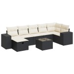 vidaXL Set mobilier de grădină cu perne, 8 piese, negru, poliratan vidaXL Set mobilier de grădină cu perne, 8 piese, negru, poliratan