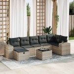 vidaXL Set mobilier de grădină cu perne, 8 piese gri deschis poliratan vidaXL Set mobilier de grădină cu perne, 8 piese gri deschis poliratan