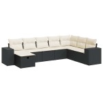 vidaXL Set mobilier de grădină cu perne, 8 piese, negru, poliratan