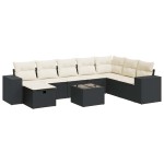vidaXL Set mobilier de grădină cu perne, 9 piese, negru, poliratan vidaXL Set mobilier de grădină cu perne, 9 piese, negru, poliratan