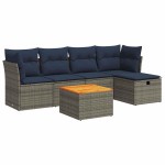 vidaXL Set mobilier grădină cu perne, 6 piese, gri, poliratan vidaXL Set mobilier grădină cu perne, 6 piese, gri, poliratan