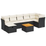 vidaXL Set mobilier de grădină cu perne, 8 piese, negru, poliratan