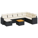 vidaXL Set mobilier de grădină cu perne, 9 piese, negru, poliratan