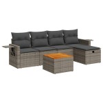 vidaXL Set mobilier grădină cu perne, 6 piese, gri, poliratan