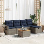 vidaXL Set mobilier grădină cu perne, 6 piese, gri, poliratan vidaXL Set mobilier grădină cu perne, 6 piese, gri, poliratan