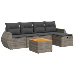 vidaXL Set mobilier grădină cu perne, 6 piese, gri, poliratan