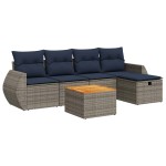 vidaXL Set mobilier grădină cu perne, 6 piese, gri, poliratan