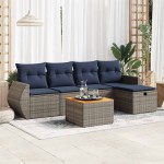 vidaXL Set mobilier grădină cu perne, 6 piese, gri, poliratan