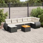 vidaXL Set mobilier de grădină cu perne, 8 piese, negru, poliratan vidaXL Set mobilier de grădină cu perne, 8 piese, negru, poliratan