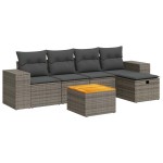 vidaXL Set mobilier grădină cu perne, 6 piese, gri, poliratan