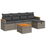 vidaXL Set mobilier grădină cu perne, 6 piese, gri, poliratan