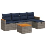 vidaXL Set mobilier grădină cu perne, 6 piese, gri, poliratan