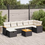 vidaXL Set mobilier de grădină cu perne, 8 piese, negru, poliratan vidaXL Set mobilier de grădină cu perne, 8 piese, negru, poliratan