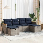 vidaXL Set mobilier grădină cu perne, 6 piese, gri, poliratan