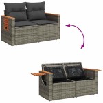 vidaXL Set canapea de grădină cu perne, 5 piese, gri, poliratan