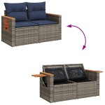 vidaXL Set canapea de grădină cu perne, 5 piese, gri, poliratan