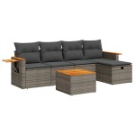 vidaXL Set mobilier grădină cu perne, 6 piese, gri, poliratan vidaXL Set mobilier grădină cu perne, 6 piese, gri, poliratan