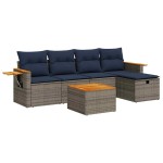 vidaXL Set mobilier grădină cu perne, 6 piese, gri, poliratan