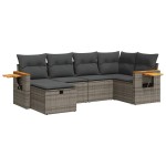 vidaXL Set mobilier grădină cu perne, 6 piese, gri, poliratan