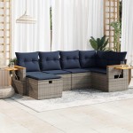 vidaXL Set mobilier grădină cu perne, 6 piese, gri, poliratan vidaXL Set mobilier grădină cu perne, 6 piese, gri, poliratan