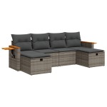 vidaXL Set mobilier grădină cu perne, 6 piese, gri, poliratan
