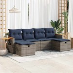 vidaXL Set mobilier grădină cu perne, 6 piese, gri, poliratan