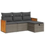 vidaXL Set canapea de grădină cu perne, 4 piese, gri, poliratan vidaXL Set canapea de grădină cu perne, 4 piese, gri, poliratan