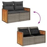 vidaXL Set canapea de grădină cu perne, 4 piese, gri, poliratan vidaXL Set canapea de grădină cu perne, 4 piese, gri, poliratan