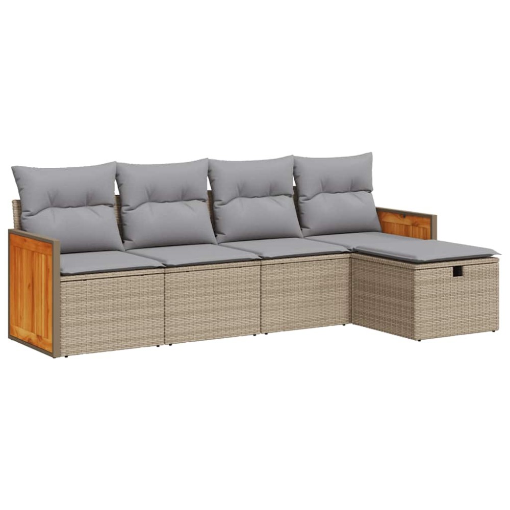vidaXL Set canapele de grădină cu perne, 5 piese, bej, poliratan