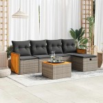 vidaXL Set mobilier grădină cu perne, 6 piese, gri, poliratan