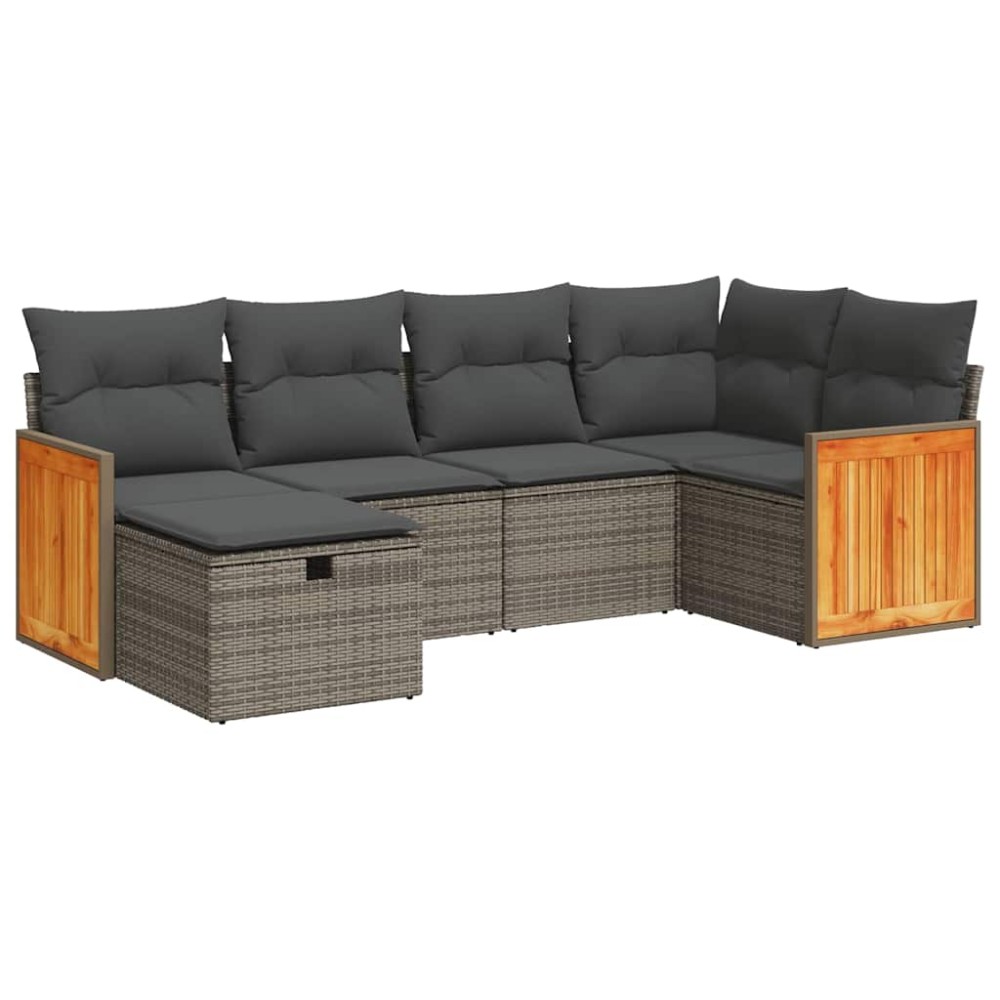 vidaXL Set mobilier grădină cu perne, 6 piese, gri, poliratan