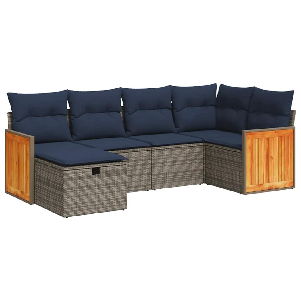 vidaXL Set mobilier grădină cu perne, 6 piese, gri, poliratan