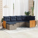 vidaXL Set mobilier grădină cu perne, 6 piese, gri, poliratan vidaXL Set mobilier grădină cu perne, 6 piese, gri, poliratan