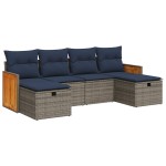 vidaXL Set mobilier grădină cu perne, 6 piese, gri, poliratan vidaXL Set mobilier grădină cu perne, 6 piese, gri, poliratan
