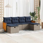 vidaXL Set mobilier grădină cu perne, 6 piese, gri, poliratan vidaXL Set mobilier grădină cu perne, 6 piese, gri, poliratan