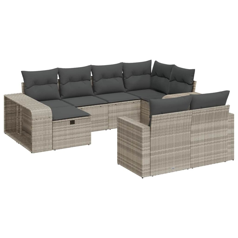 vidaXL Set canapele de grădină cu perne 10 piese gri deschis poliratan