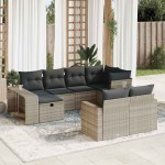 vidaXL Set canapele de grădină cu perne 10 piese gri deschis poliratan vidaXL Set canapele de grădină cu perne 10 piese gri deschis poliratan