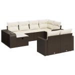 vidaXL Set canapele de grădină cu perne, 10 piese, maro, poliratan