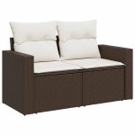 vidaXL Set canapele de grădină cu perne, 10 piese, maro, poliratan