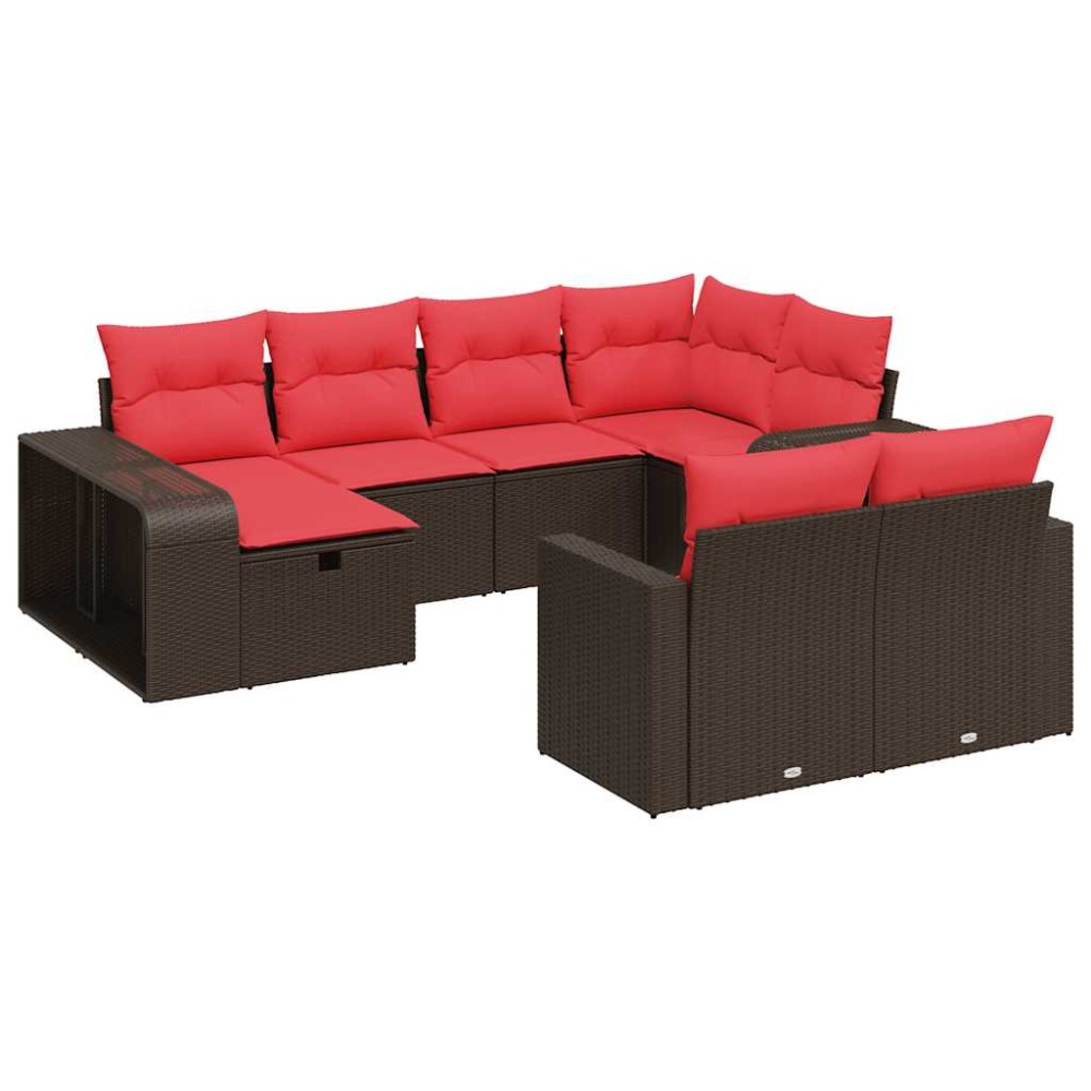 vidaXL Set canapele de grădină cu perne, 10 piese, maro, poliratan
