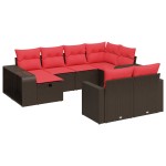 vidaXL Set canapele de grădină cu perne, 10 piese, maro, poliratan