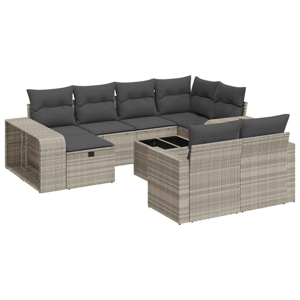 vidaXL Set canapele de grădină cu perne, 11 piese, gri, poliratan