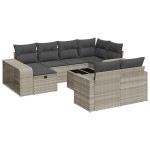 vidaXL Set canapele de grădină cu perne, 11 piese, gri, poliratan