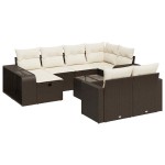 vidaXL Set canapele de grădină cu perne, 11 piese, maro, poliratan vidaXL Set canapele de grădină cu perne, 11 piese, maro, poliratan