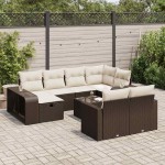 vidaXL Set canapele de grădină cu perne, 11 piese, maro, poliratan vidaXL Set canapele de grădină cu perne, 11 piese, maro, poliratan