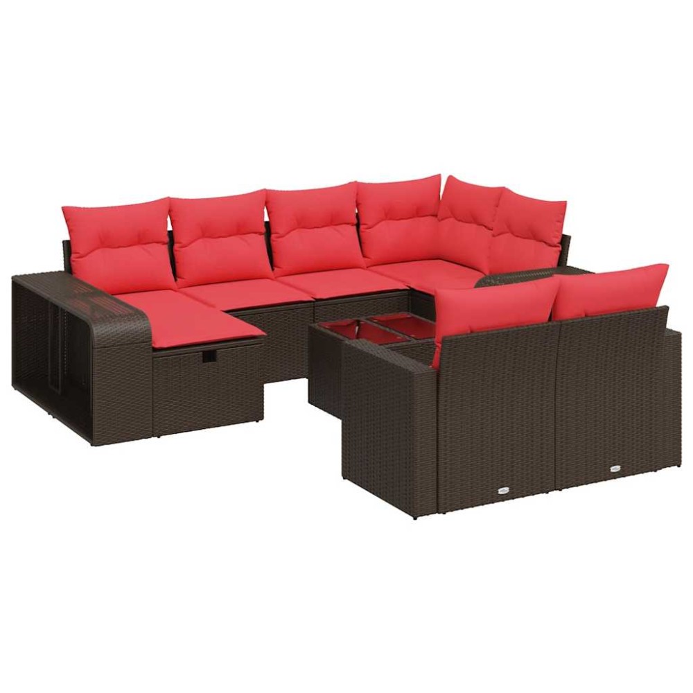 vidaXL Set canapele de grădină cu perne, 11 piese, maro, poliratan