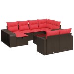 vidaXL Set canapele de grădină cu perne, 11 piese, maro, poliratan