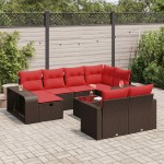vidaXL Set canapele de grădină cu perne, 11 piese, maro, poliratan