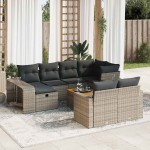 vidaXL Set canapele de grădină cu perne, 11 piese, gri, poliratan vidaXL Set canapele de grădină cu perne, 11 piese, gri, poliratan