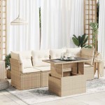 vidaXL Set canapele de grădină cu perne, 5 piese, bej, poliratan